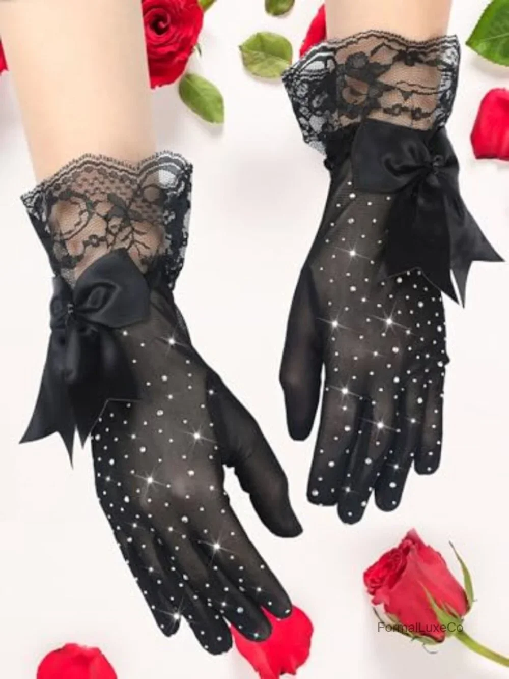 Lace Gloves Tea Party Wedding Bow Short Evening Elegant Accessories Halloween